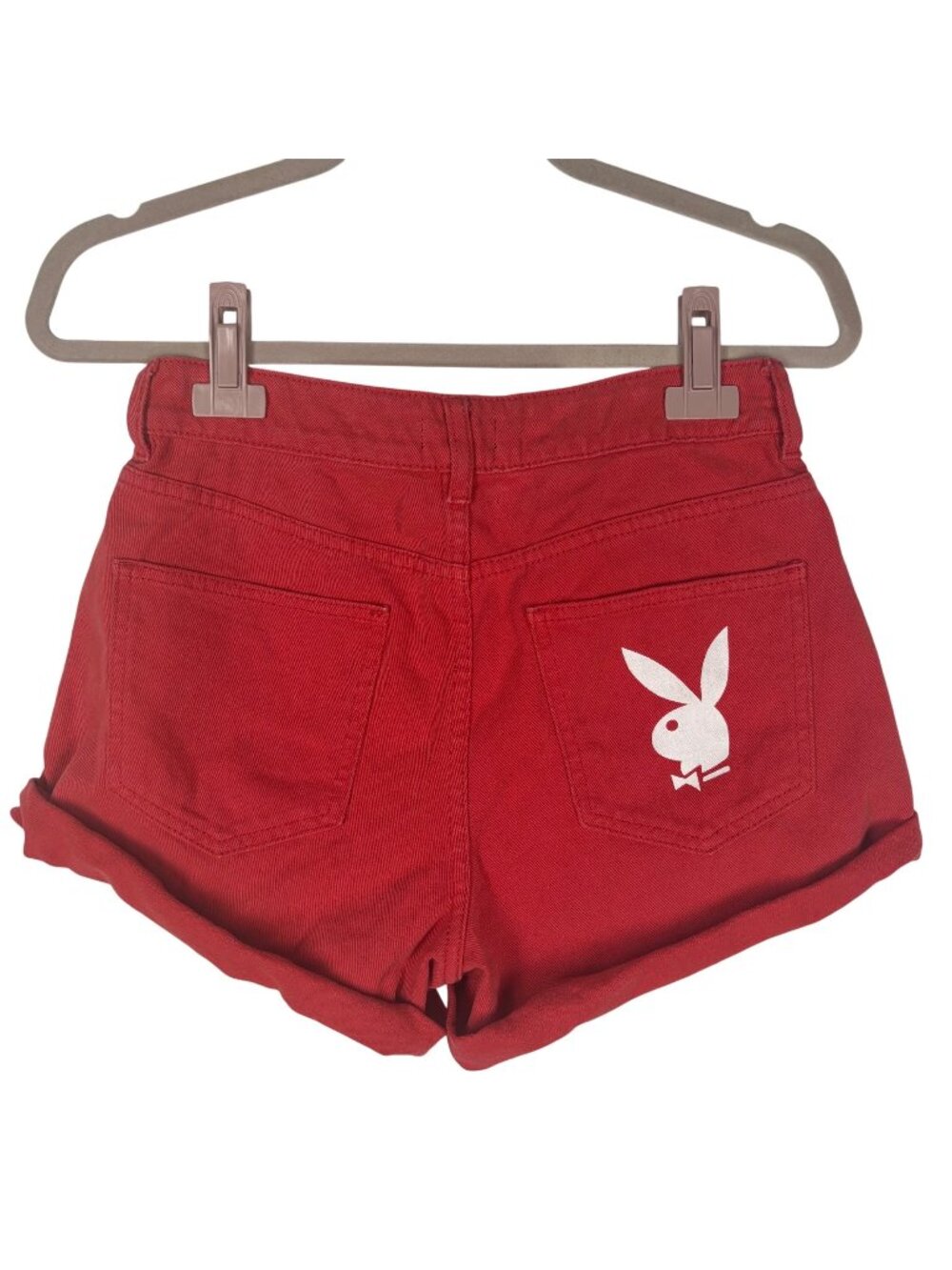 ✨3/$30 Playboy By Pacsun 26 Red High-Waisted Denim Shorts